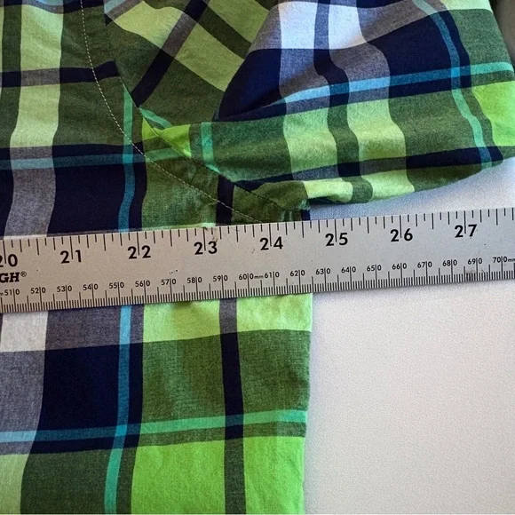 American Eagle Outfitters Prep Fit Green and Blue Plaid Men's Shirt​ - Picture 8 of 11